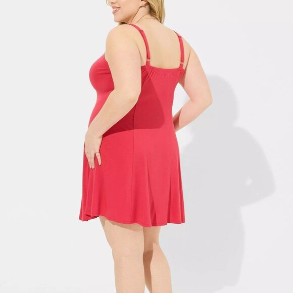 ❤NWT VINTAGE TORRID MINI TANK DRESS - VIVA MAGENTA RED - SUPER SOFT - PLUS SIZE - Picture 2 of 12